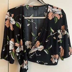 Bardot wrap cropped top